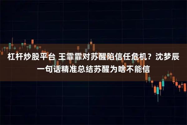 杠杆炒股平台 王霏霏对苏醒陷信任危机？沈梦辰一句话精准总结苏醒为啥不能信